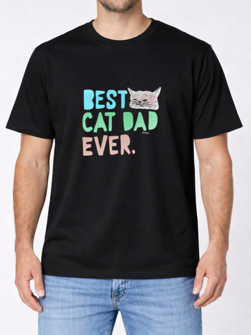 Tricou pictat manual BEST CAT DAD
