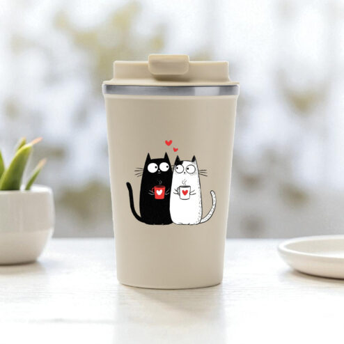 Cana termos cafea-Love, Purrs & Coffee