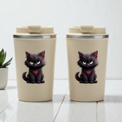 Set cani termos cafea-Grumpy Meowlentine