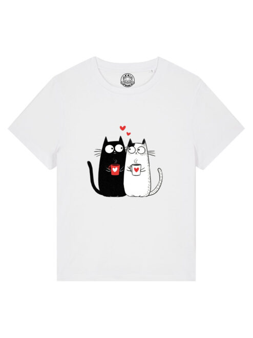 Tricou bumbac organic-Love, Purrs & Coffee, Femei