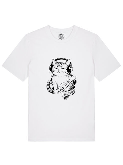 Tricou bumbac organic-Good music saves bad days, Barbati
