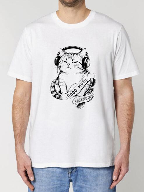 Tricou bumbac organic-Good music saves bad days, Barbati