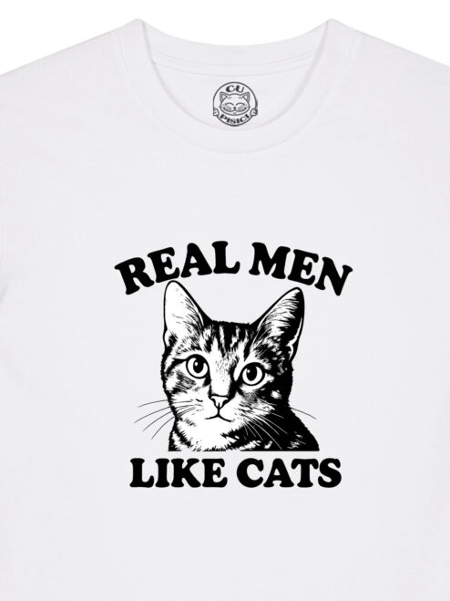Tricou bumbac organic-Real Men Like Cats , Barbati