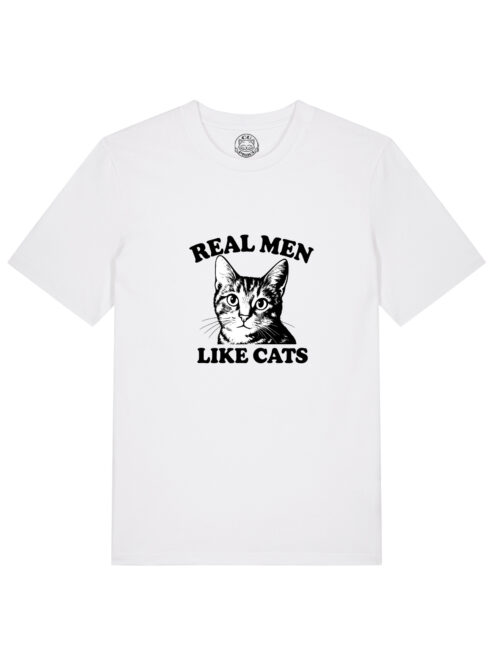 Tricou bumbac organic-Real Men Like Cats , Barbati