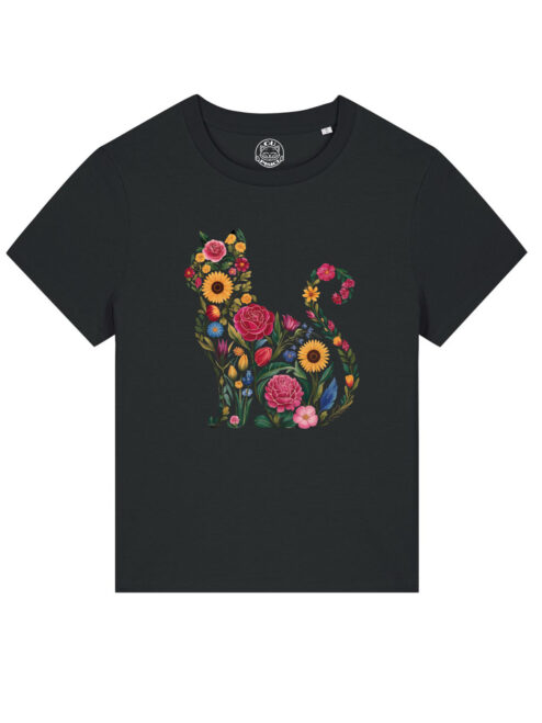 Tricou bumbac organic-Flora Cat, Femei