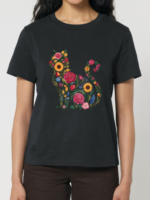 Tricou bumbac organic-Flora Cat, Femei