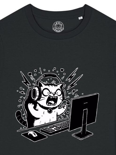 Tricou bumbac organic-Gamer Cat, Femei