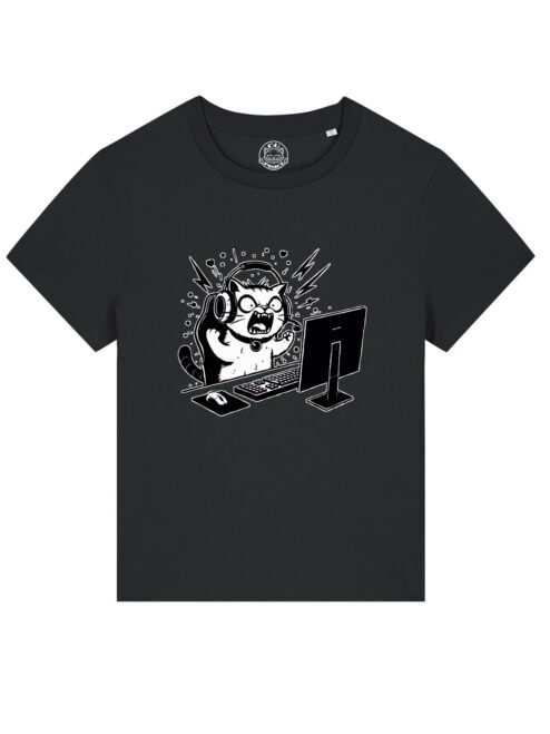 Tricou bumbac organic-Gamer Cat, Femei