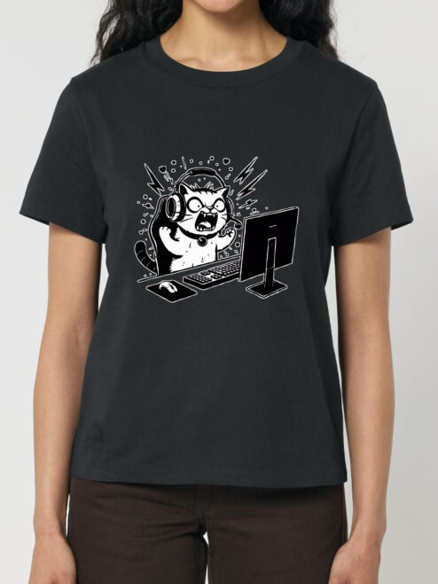 Tricou bumbac organic-Gamer Cat, Femei