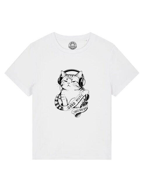 Tricou bumbac organic-Good music saves bad days, Femei