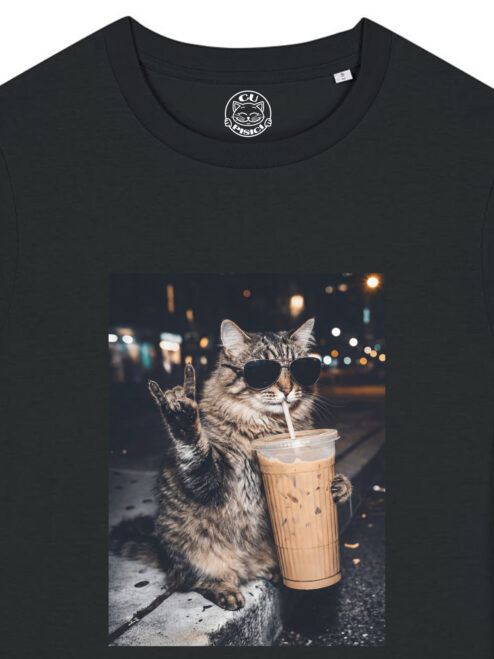 Tricou bumbac organic-Rebel Cat, Femei