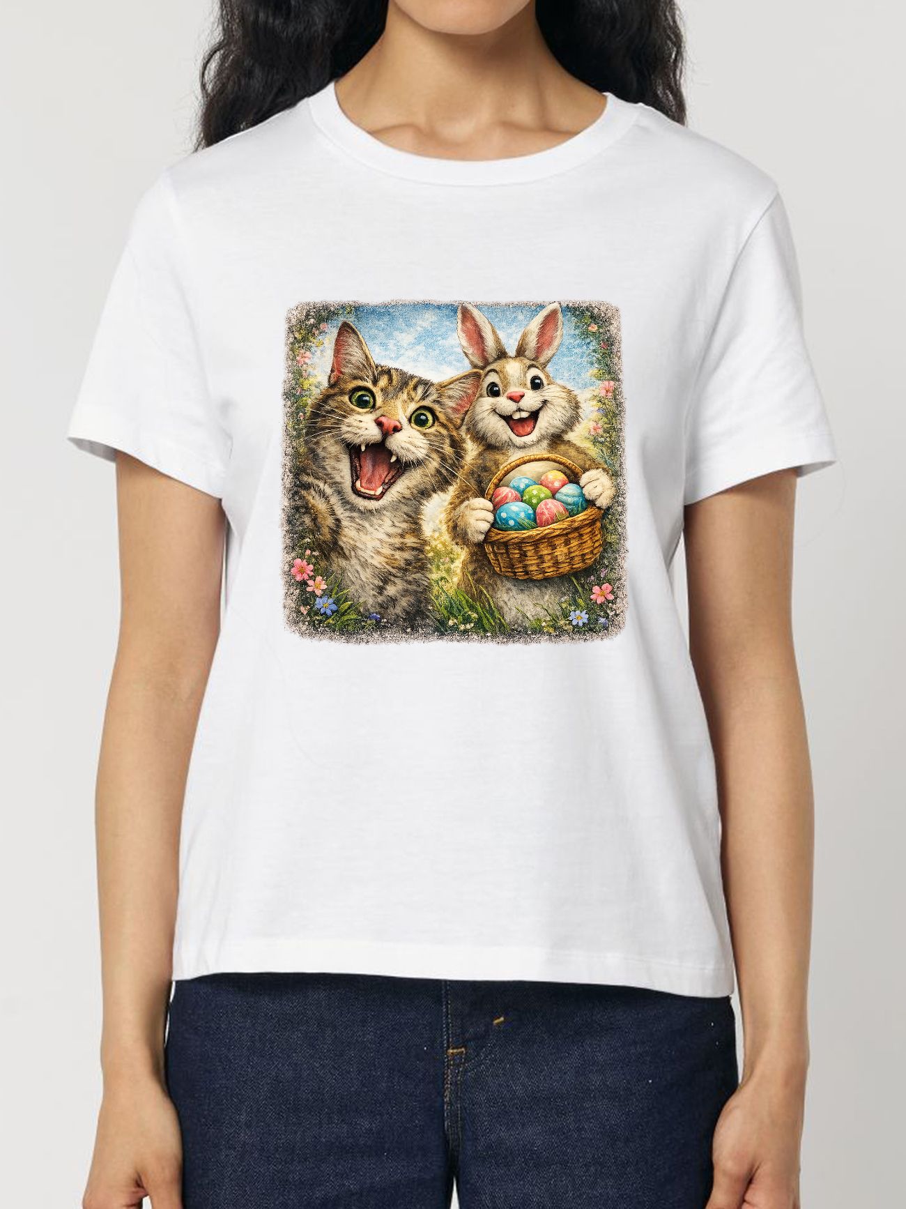 Tricou bumbac organic-Easter Bunny Hunt, Femei