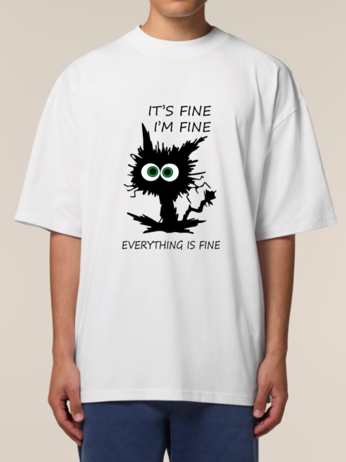 Tricou bumbac organic Oversized-I'm Fine, UNISEX