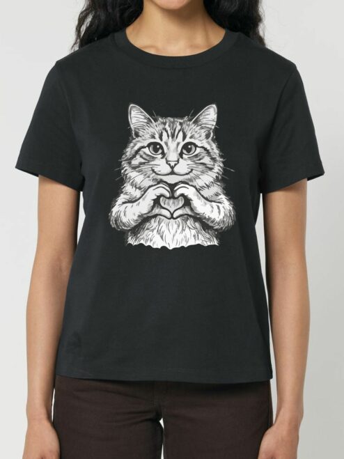 Tricou bumbac organic-Fur-ever Love, Femei, Negru