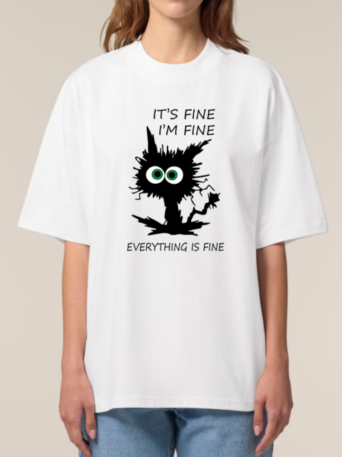 Tricou bumbac organic Oversized-I'm Fine, UNISEX