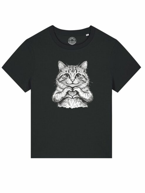 Tricou bumbac organic-Fur-ever Love, Femei, Negru