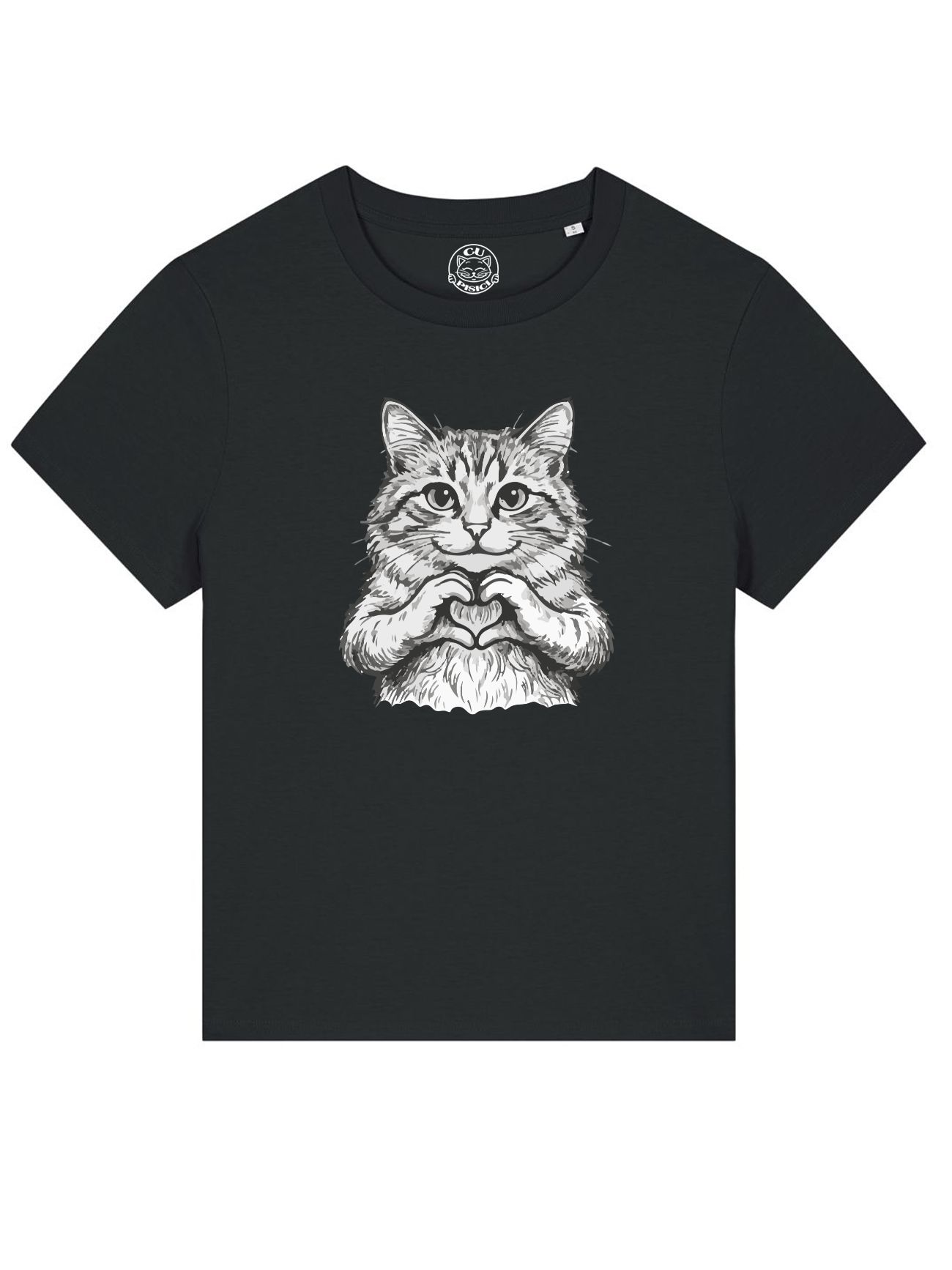 Tricou bumbac organic-Fur-ever Love, Femei, Negru