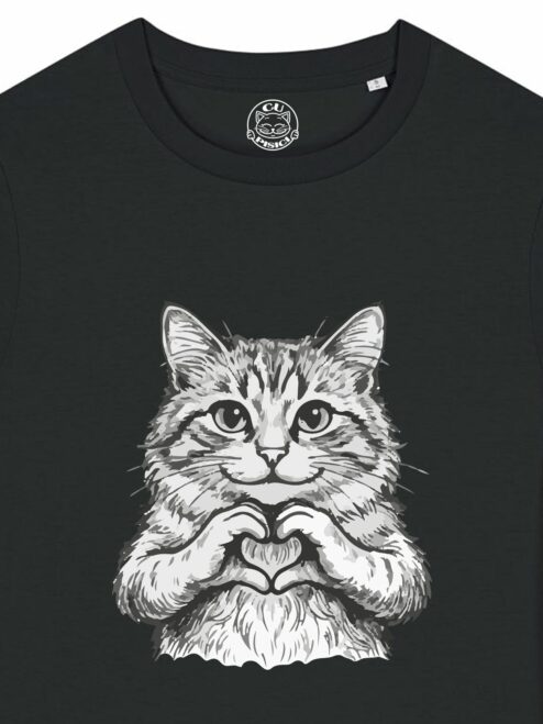 Tricou bumbac organic-Fur-ever Love, Femei, Negru