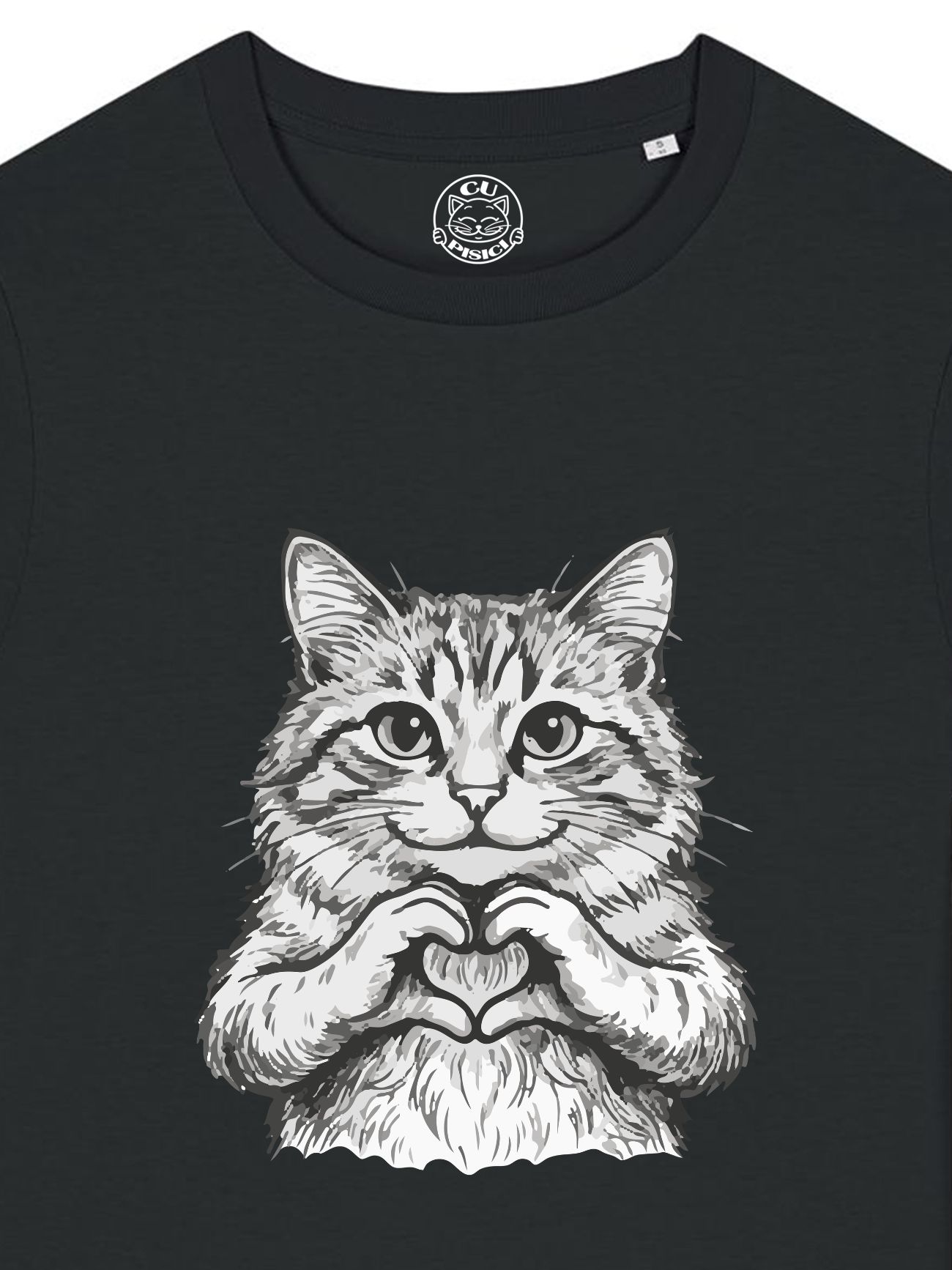 Tricou bumbac organic-Fur-ever Love, Femei, Negru