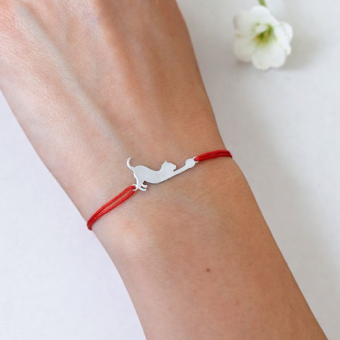 Bratara din argint-Playful Cat