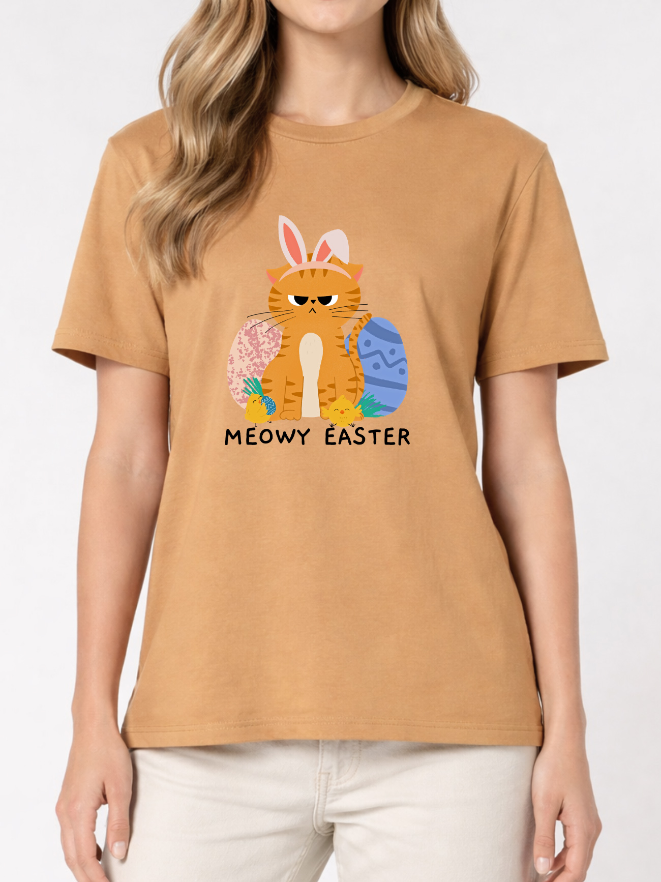 Tricou bumbac organic-Meowy Easter, UNISEX