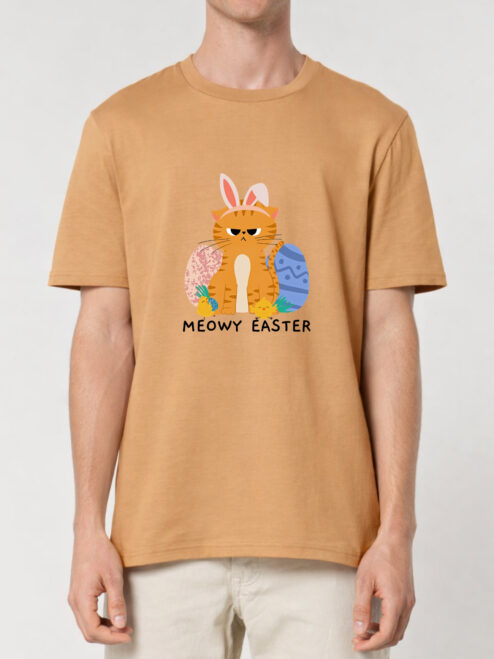 Tricou bumbac organic-Meowy Easter, UNISEX