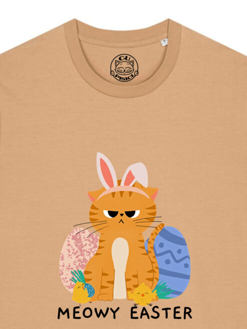Tricou bumbac organic-Meowy Easter, UNISEX