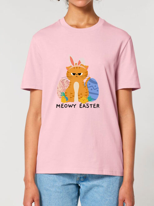 Tricou bumbac organic-Meowy Easter, UNISEX