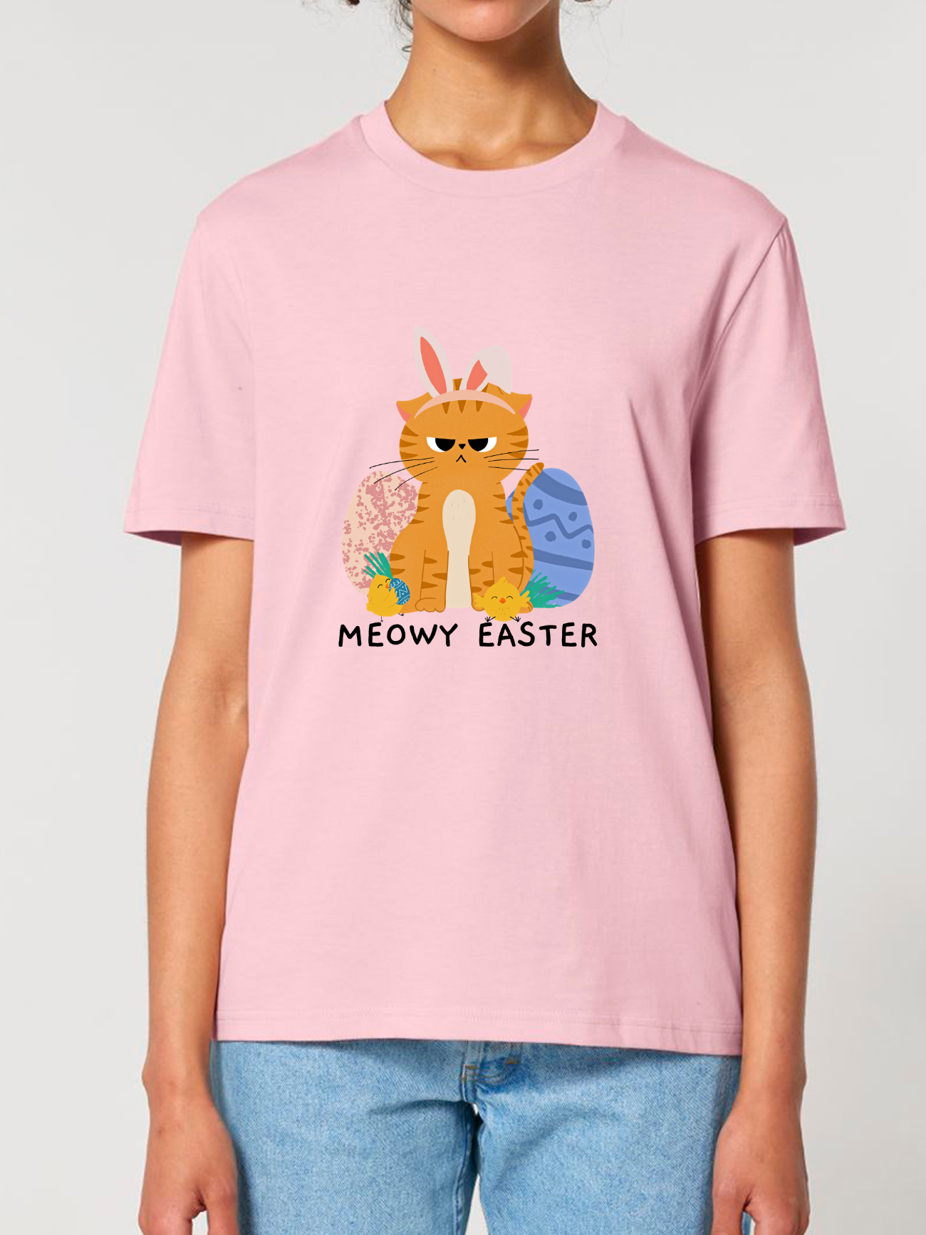 Tricou bumbac organic-Meowy Easter, UNISEX