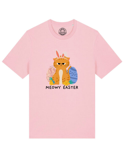 Tricou bumbac organic-Meowy Easter, UNISEX