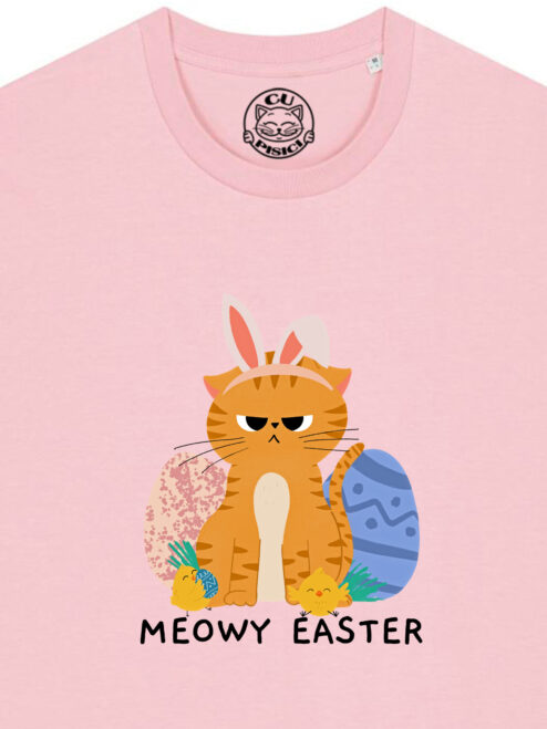 Tricou bumbac organic-Meowy Easter, UNISEX