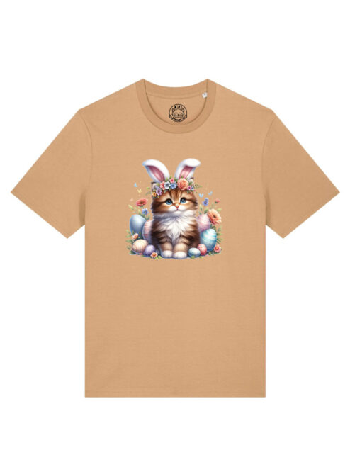 Tricou bumbac organic-Cute Easter Cat, UNISEX
