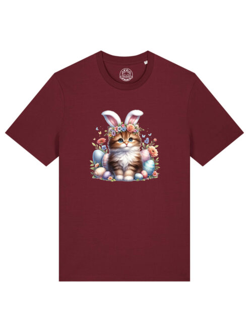 Tricou bumbac organic-Cute Easter Cat, UNISEX