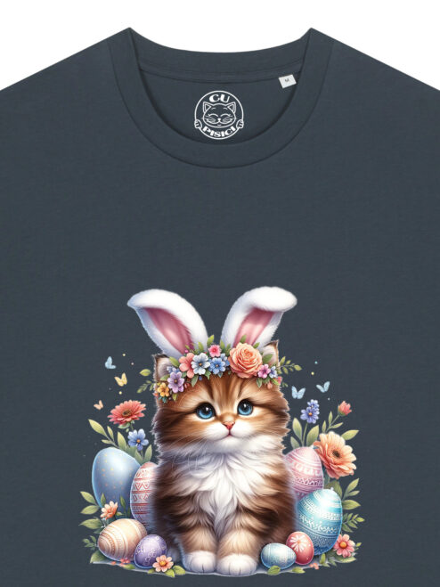 Tricou bumbac organic-Cute Easter Cat, UNISEX