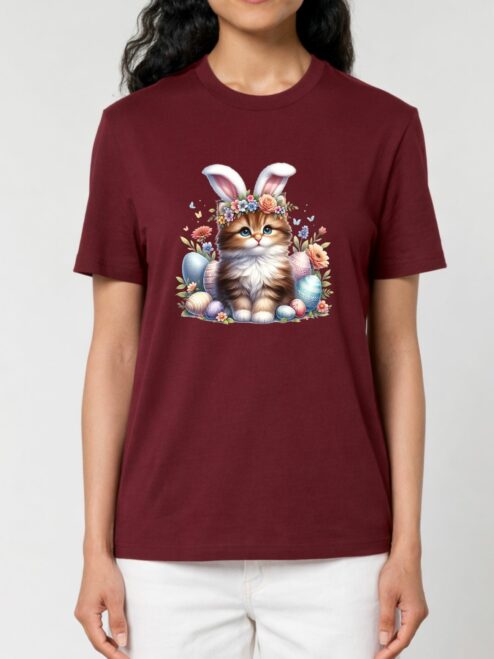 Tricou bumbac organic-Cute Easter Cat, UNISEX