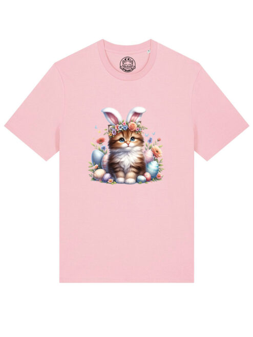Tricou bumbac organic-Cute Easter Cat, UNISEX