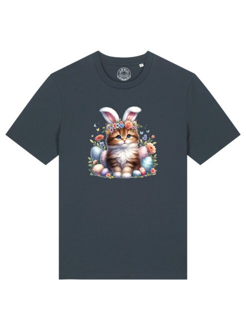 Tricou bumbac organic-Cute Easter Cat, UNISEX