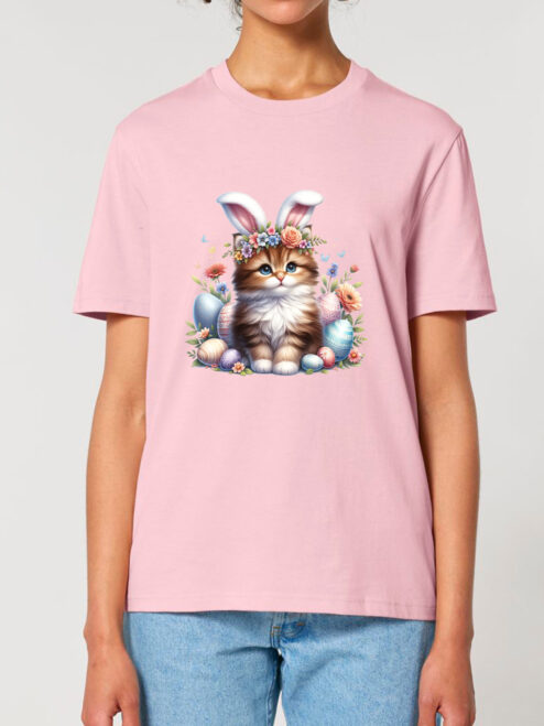 Tricou bumbac organic-Cute Easter Cat, UNISEX