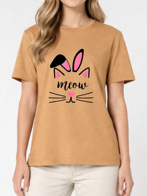 Tricou bumbac organic-Meow Bunny, UNISEX