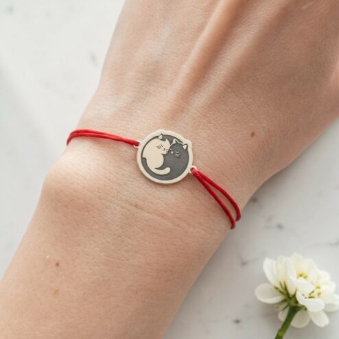 Bratara din argint-Yin Yang Cats