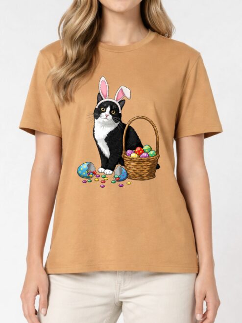 Tricou bumbac organic-Bunny Cat, UNISEX