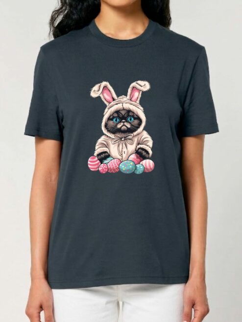 Tricou bumbac organic-Grumpy Easter Cat, UNISEX