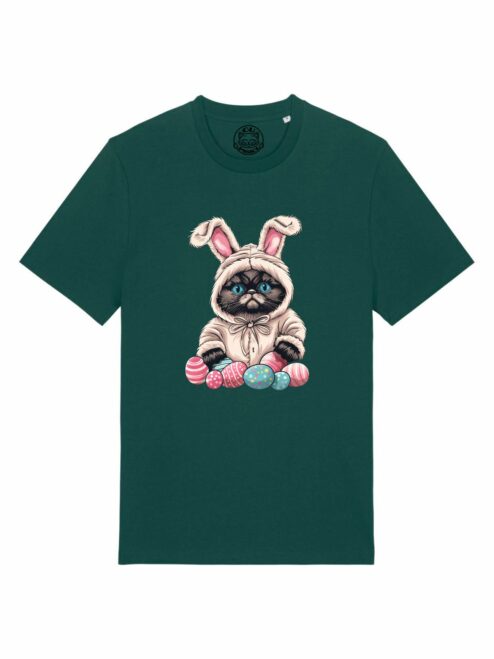 Tricou bumbac organic-Grumpy Easter Cat, UNISEX