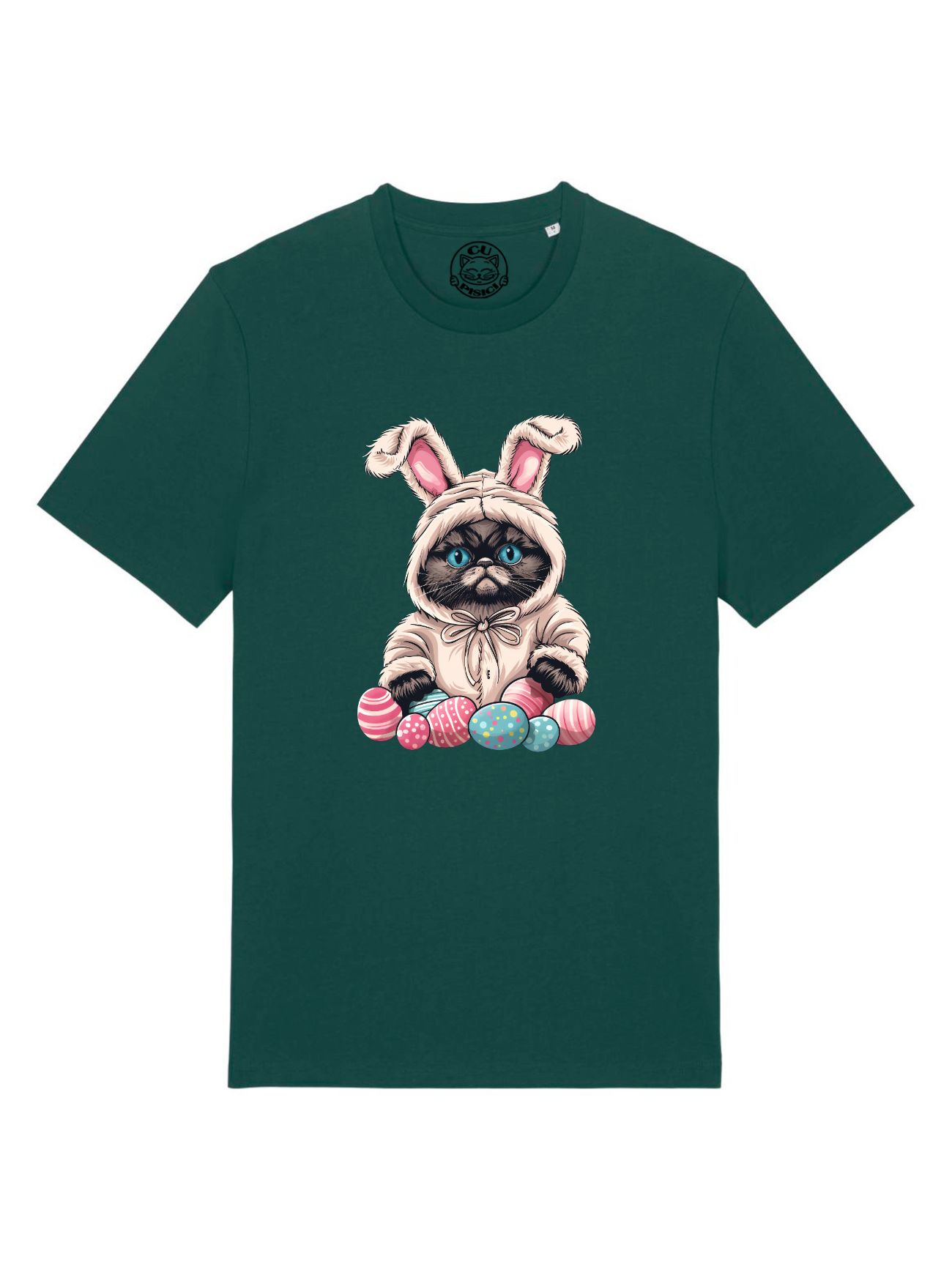 Tricou bumbac organic-Grumpy Easter Cat, UNISEX