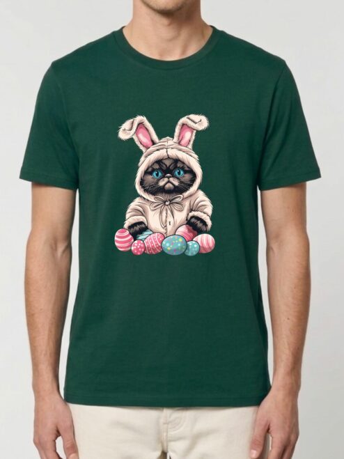 Tricou bumbac organic-Grumpy Easter Cat, UNISEX