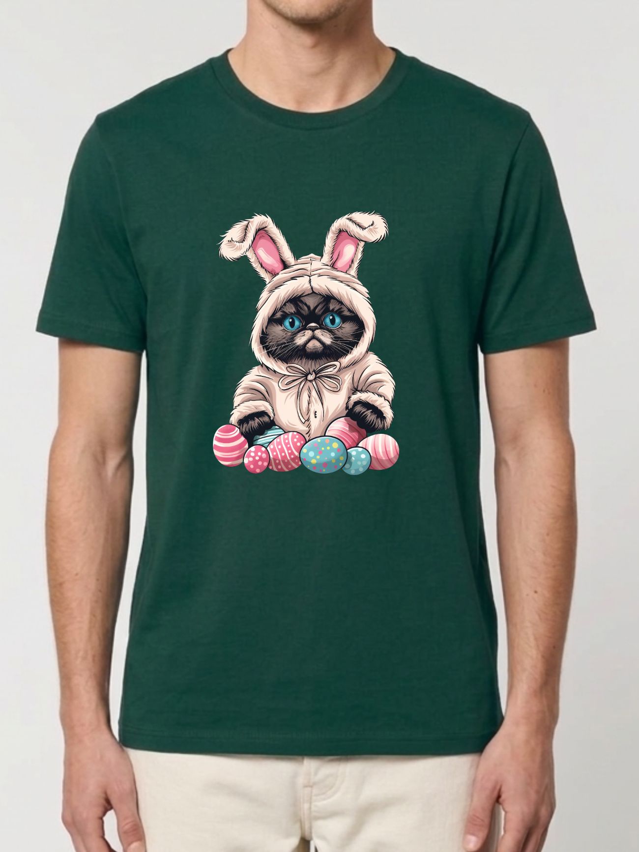Tricou bumbac organic-Grumpy Easter Cat, UNISEX
