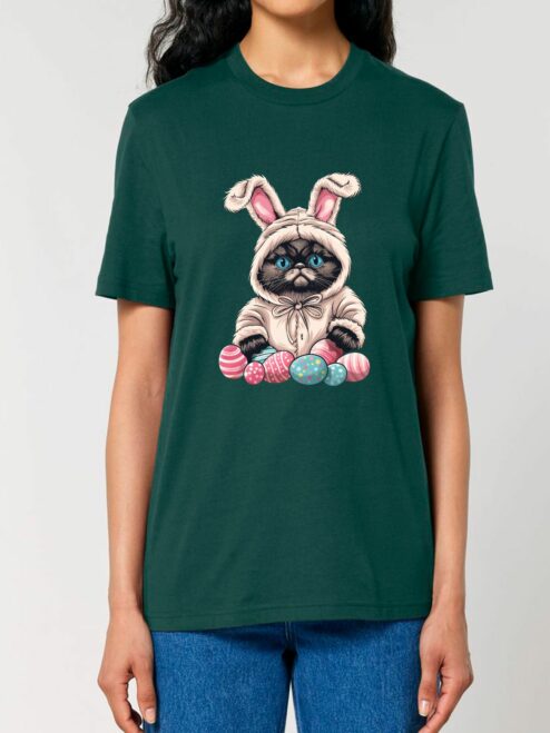 Tricou bumbac organic-Grumpy Easter Cat, UNISEX