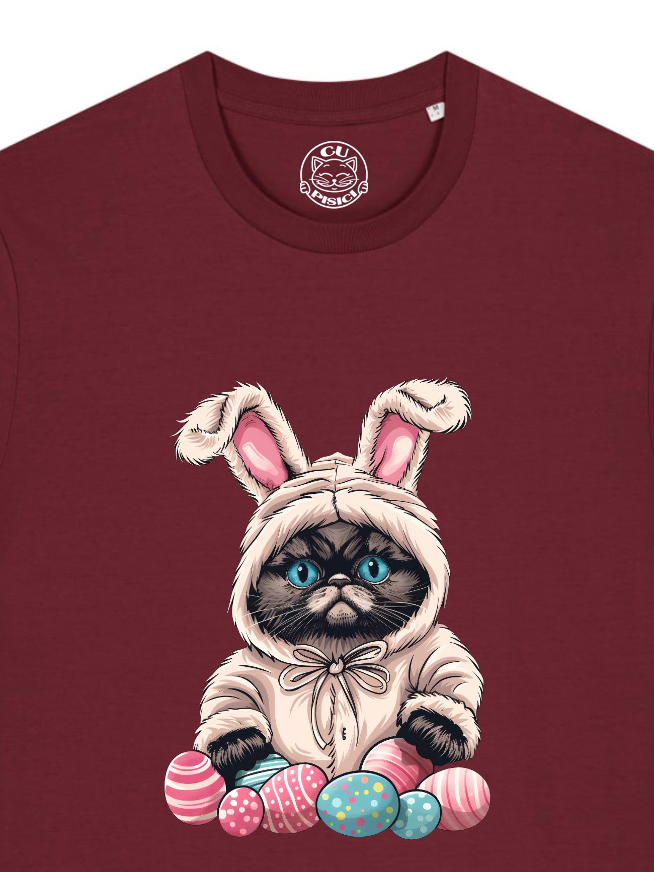 Tricou bumbac organic-Grumpy Easter Cat, UNISEX