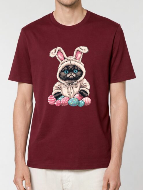 Tricou bumbac organic-Grumpy Easter Cat, UNISEX