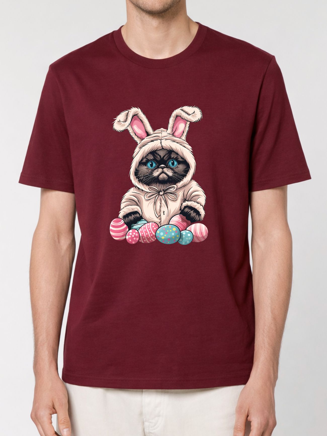 Tricou bumbac organic-Grumpy Easter Cat, UNISEX